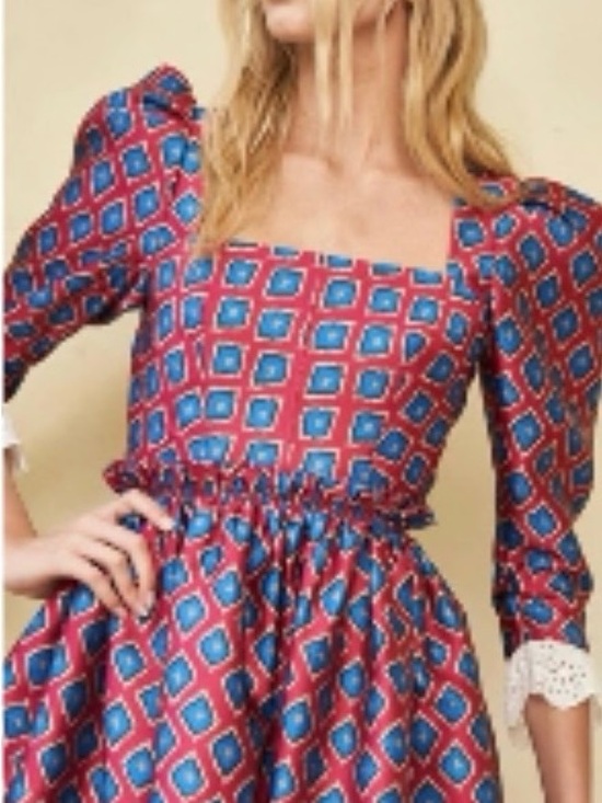 HUNTER BELL Dresses & Skirts - HUNTER BELL Pink-Blue Geometric Square-Neck Maxi Dress